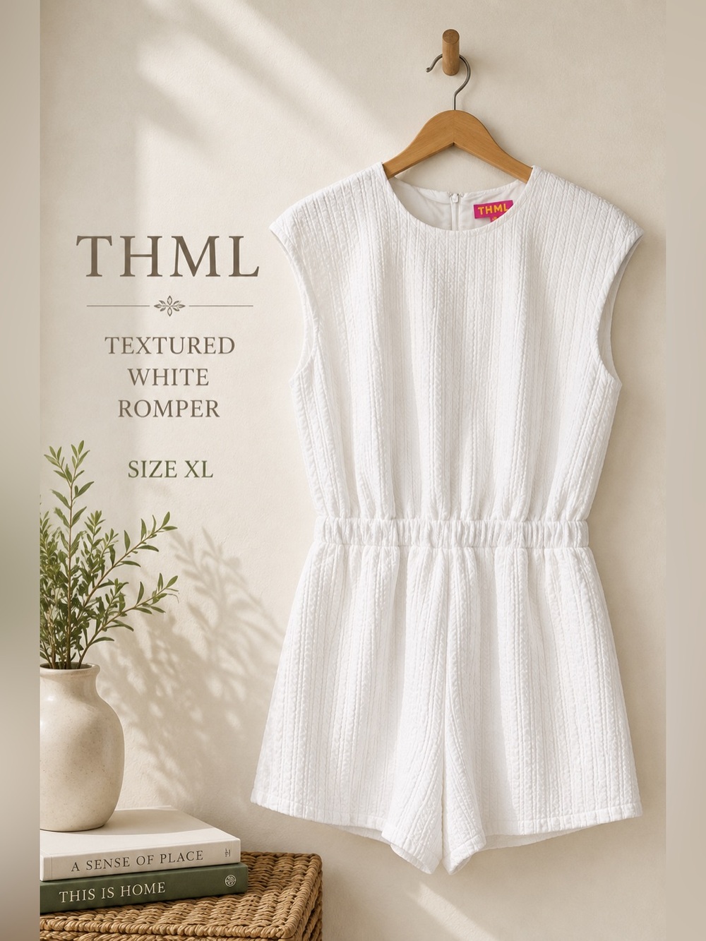 THML Textured White Romper Size XL